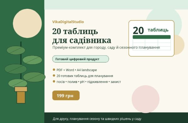 Набір «20 таблиць для садівника»
